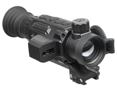 Side view of the AGM Secutor LRF Thermal Riflescope highlighting the integrated 1000m laser rangefinder and tactical features