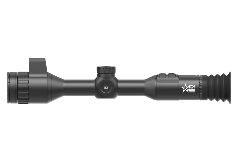 Close-up of the AGM AdderV2 LRF 35-384’s integrated 1000-yard laser rangefinder for precise target acquisition