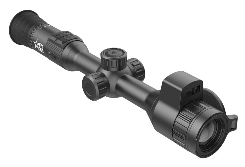 Side view of the AGM AdderV2 LRF 35-384, showcasing its durable design and precision optics