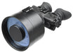 Front view of the AGM FoxBat-8 night vision bi-ocular, showcasing its compact catadioptric objective lens and durable design