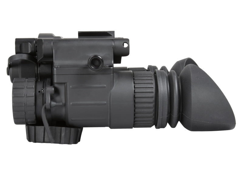 Close-up of the AGM NVG-40's dual-channel design with advanced multi-coated optics for high-performance night vision