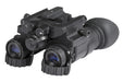 Front view of the AGM NVG-50 dual-channel night vision goggles with a compact and rugged composite housing