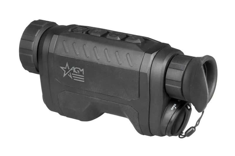 User holding the AGM ReachIR Thermal Monocular during outdoor nighttime activities, demonstrating its versatility for hunting and marine applications