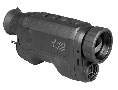 AGM ReachIR Thermal Monocular showcasing its integrated 1,000-meter laser rangefinder for precise distance measurements