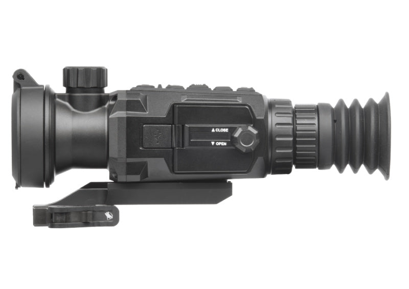 Top view of the AGM Secutor LRF Thermal Riflescope displaying control buttons for thermal imaging and rangefinding functions