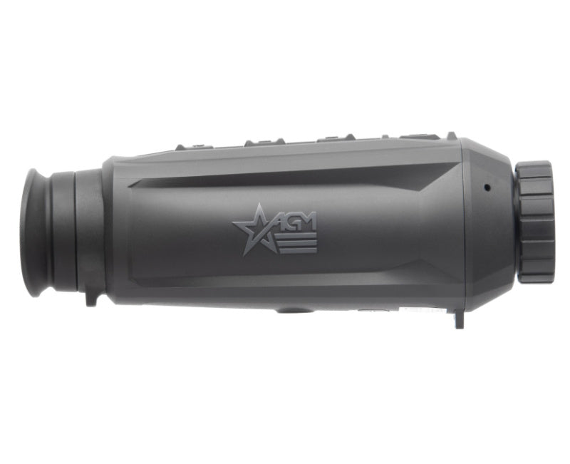 User utilizing the AGM Seeker Thermal Monocular for outdoor activities, highlighting its versatility for hunting, search and rescue, and farming