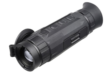 Front view of the AGM Sidewinder Thermal Monocular showcasing its sleek, rubber-armored design for durability and ergonomic handling