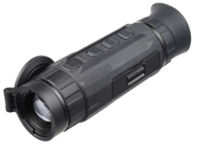 Front view of the AGM Sidewinder Thermal Monocular showcasing its sleek, rubber-armored design for durability and ergonomic handling