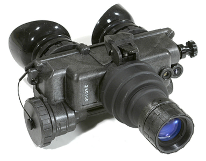 Front view of ATN PVS7 military-grade night vision goggles showcasing their rugged design and durability