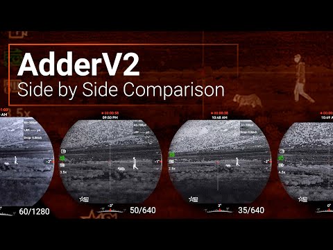 AGM Adder V2 thermal rifle scope demonstration highlighting high-sensitivity thermal imaging, upgraded interface, and precision targeting in day and night conditions for hunting and tactical use