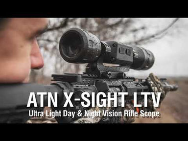 ATN X-Sight LTV digital day and night vision rifle scope demonstrating HD video recording, lightweight design, and clear target acquisition for hunters and shooters in low-light and daylight conditions