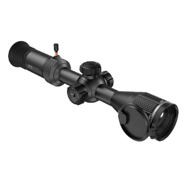 Side view of the RIX LEAP L3 384 Thermal Rifle Scope, highlighting its continuous optical zoom and Picture-in-Picture (PIP) functionality for precision targeting